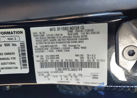 2020 Lincoln Continental Reserve из США, поврежденный, VIN 1LN6L9RP3L5605199